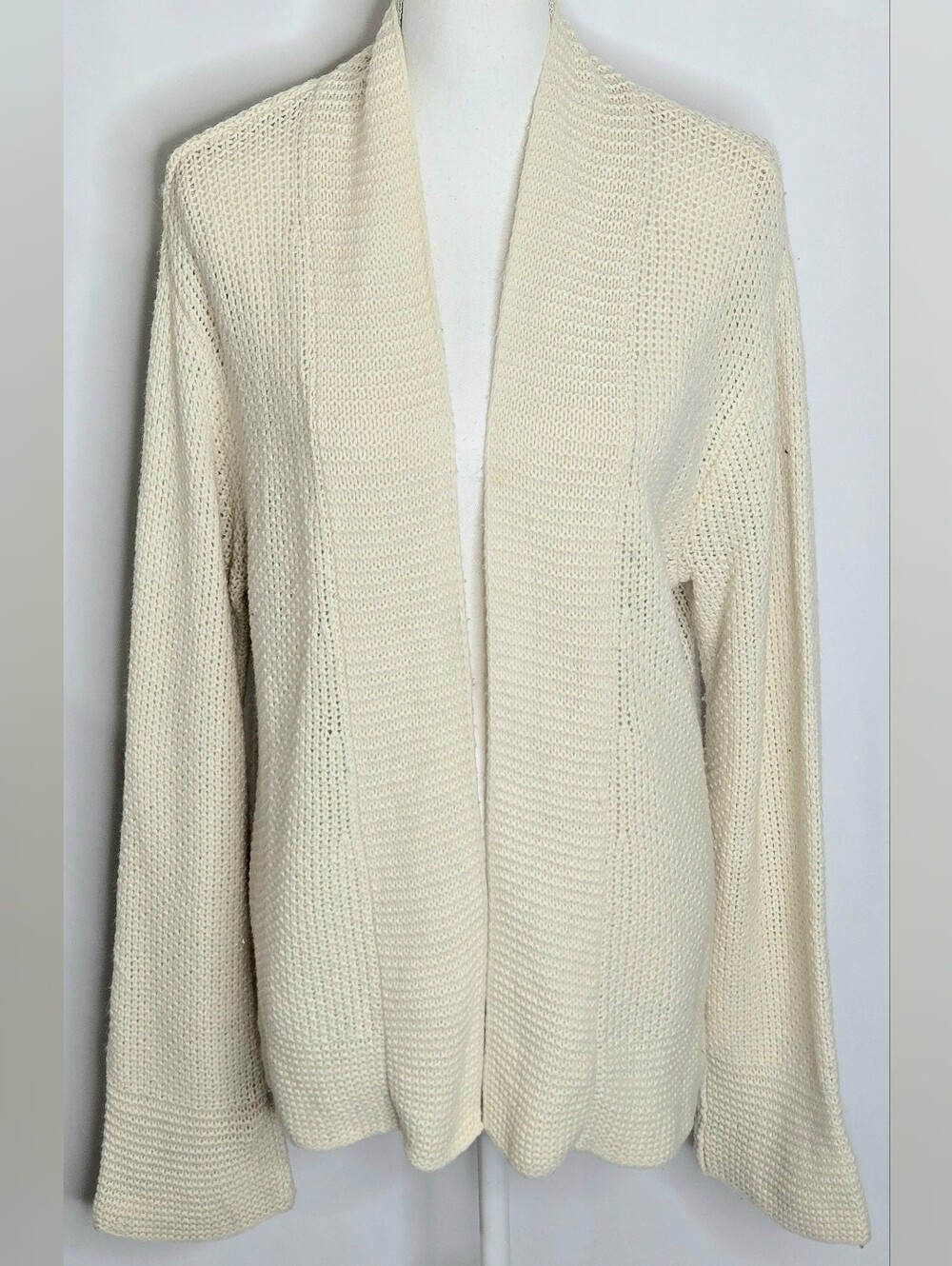 Lauren Ralph Lauren Off-White Lambswool Blend Open Front Knit Cardigan NWOT M